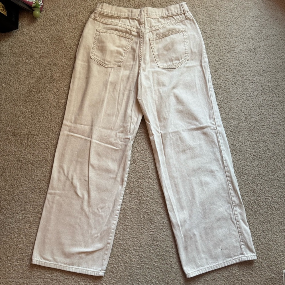 Women's Cream Y2K Baggy Wide Leg Relaxed Jeans Size 8/29R - Picture 8 of 11